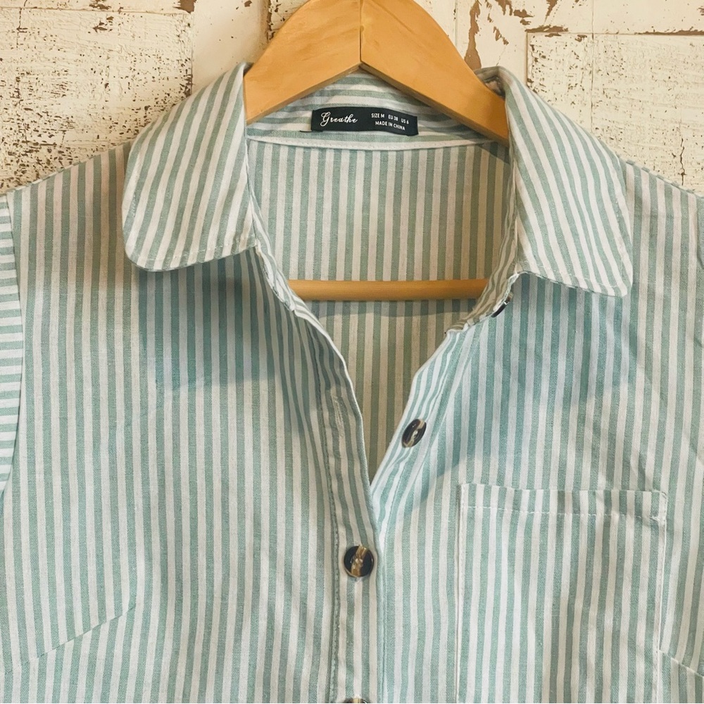Green and White Striped Top - Picture 6 of 7